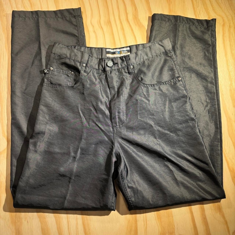 BC Ethic Mens 32 Black Y2K EZ Jean Trousers Shiny Vintage Streetwear Pants